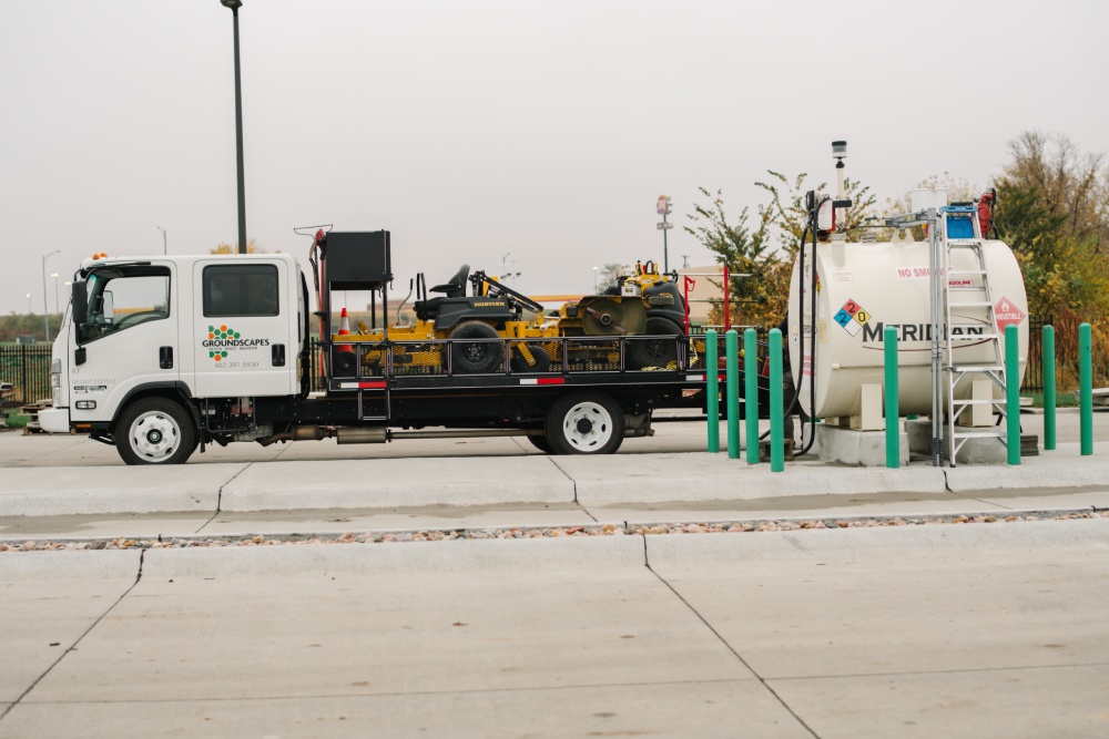 Groundscapes truck at fueling pump