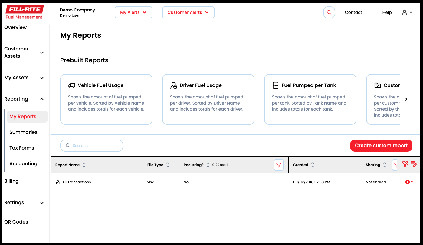 Step 2: Click Create custom report or select a Prebuilt Report.